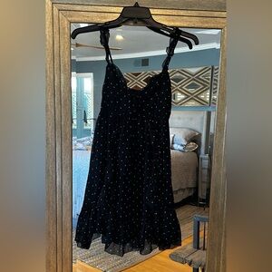 Abercrombie & Fitch Women's Navy and
White Polka Dot Mini Dress Size S